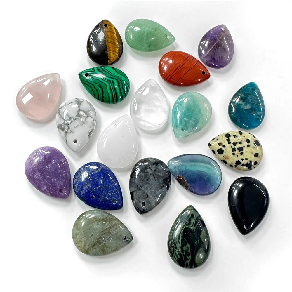 Gemstone Water Drop Top Driled Pendants, 18X25MM