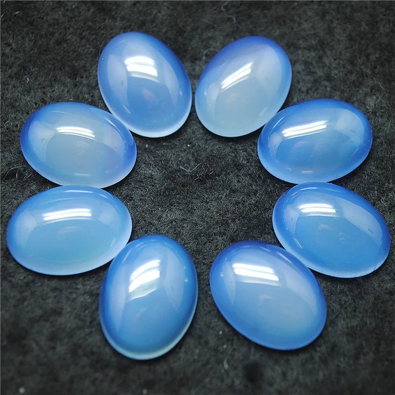 Natural Blue Agate Oval Cabochons 15X20MM , 10PCS