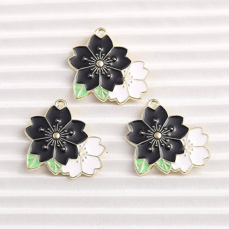 Happy Cactus and Flowers Colorful Enamel Charms, 10pcs