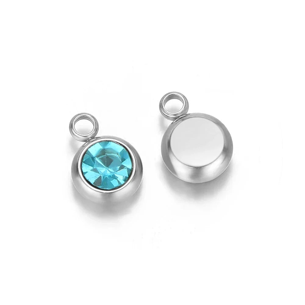 Zirconia Birthstone Pendants, 6mm, 20pcs