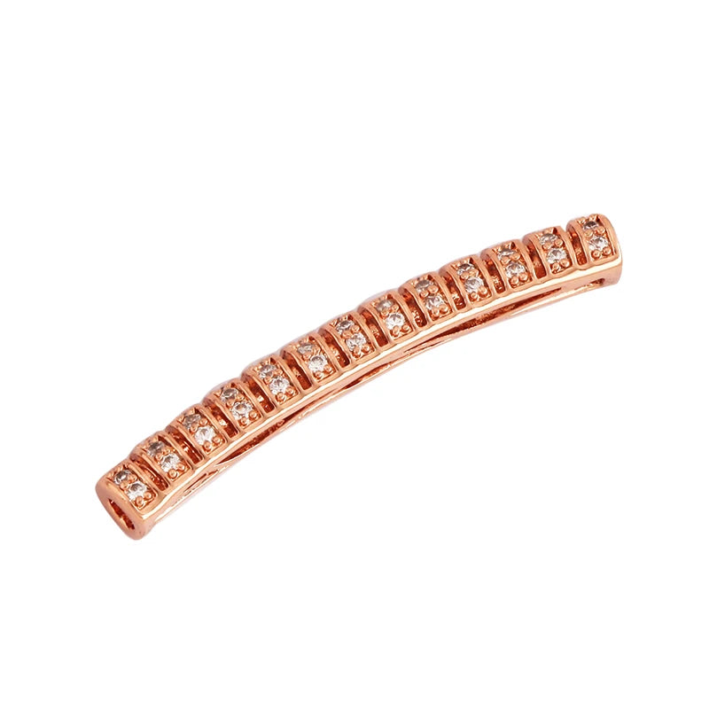 Micro Pave CZ Curved Tube Beads