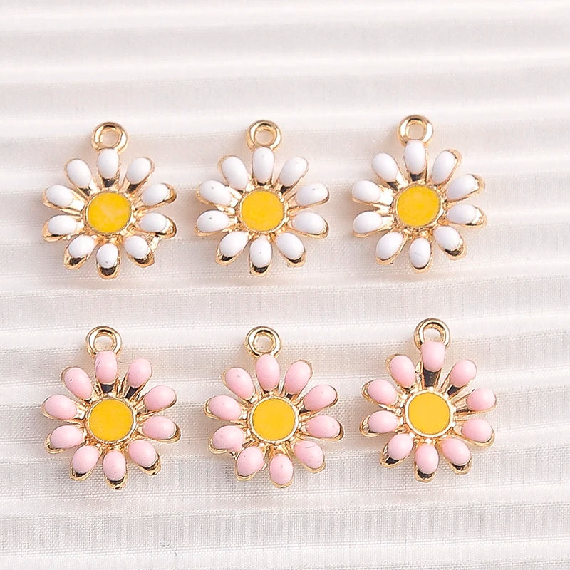 Happy Cactus and Flowers Colorful Enamel Charms, 10pcs