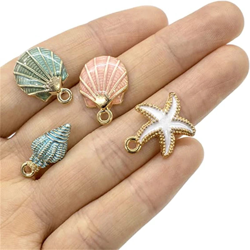 Seaside Seashell & Starfish Charms 10pcs