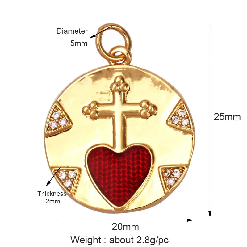 Sacred Red Heart Charm Collection, 18K Gold Plated