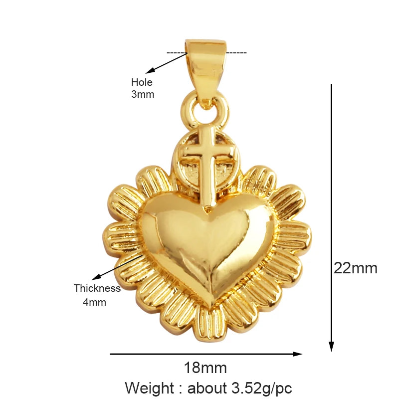 Sacred Red Heart Charm Collection, 18K Gold Plated