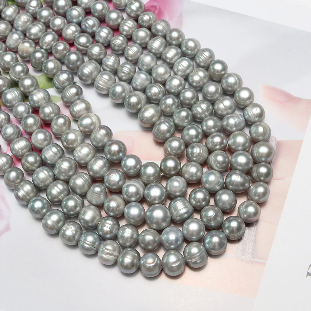 Natural Gray Freshwater Pearl Beads 10-11mm, 15'' Strand, AA Quality