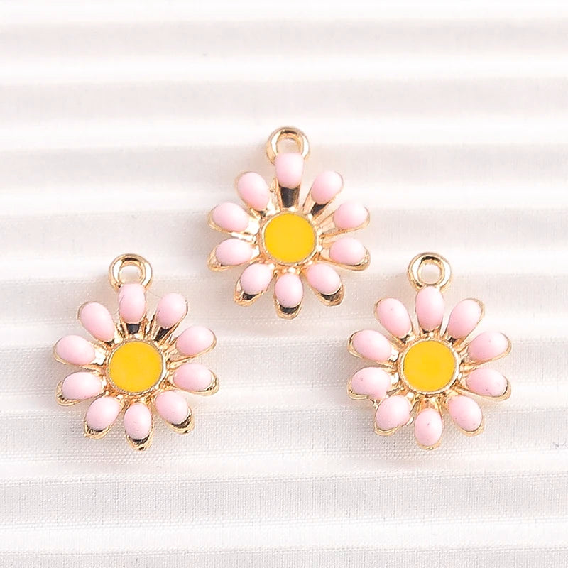 Happy Cactus and Flowers Colorful Enamel Charms, 10pcs