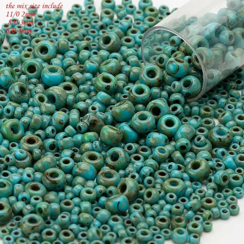 Miyuki Round Picasso Beads, Boho Style color and size Mixes, 2mm 3mm 4mm, 10Grams/bag