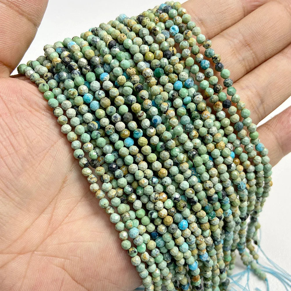 Tiny Green Natural Gemstone Beads, Turquoise, Jade, Agate, Quartz, Amazonite, 2 3 4 mm 15.5" Strand