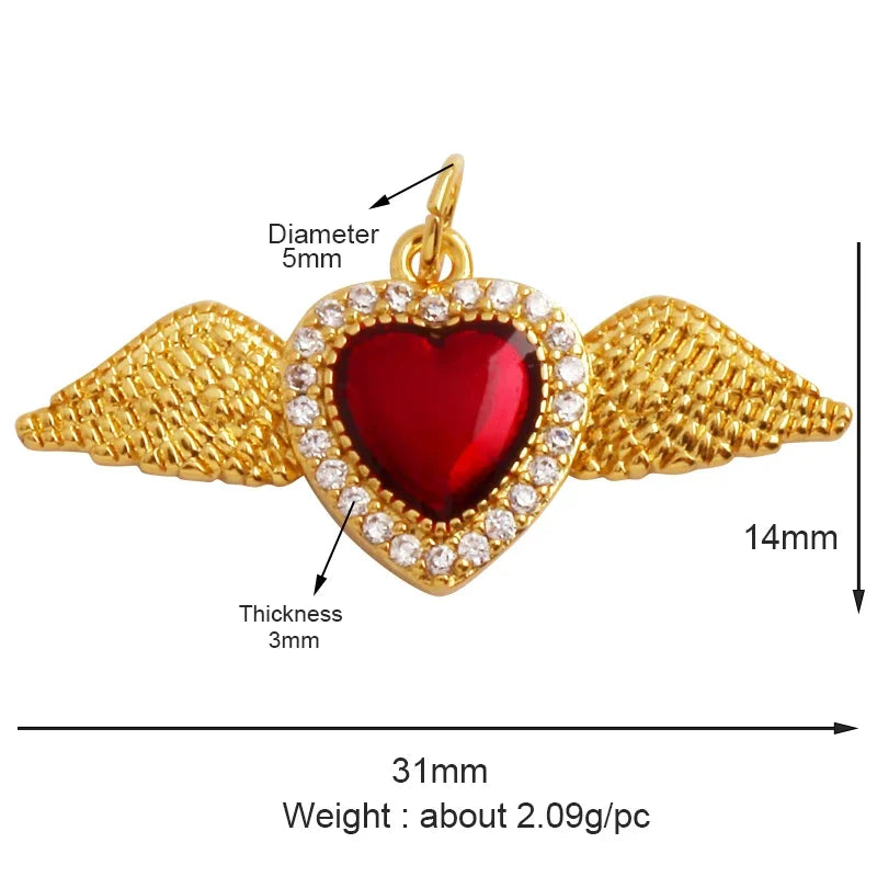 Sacred Red Heart Charm Collection, 18K Gold Plated