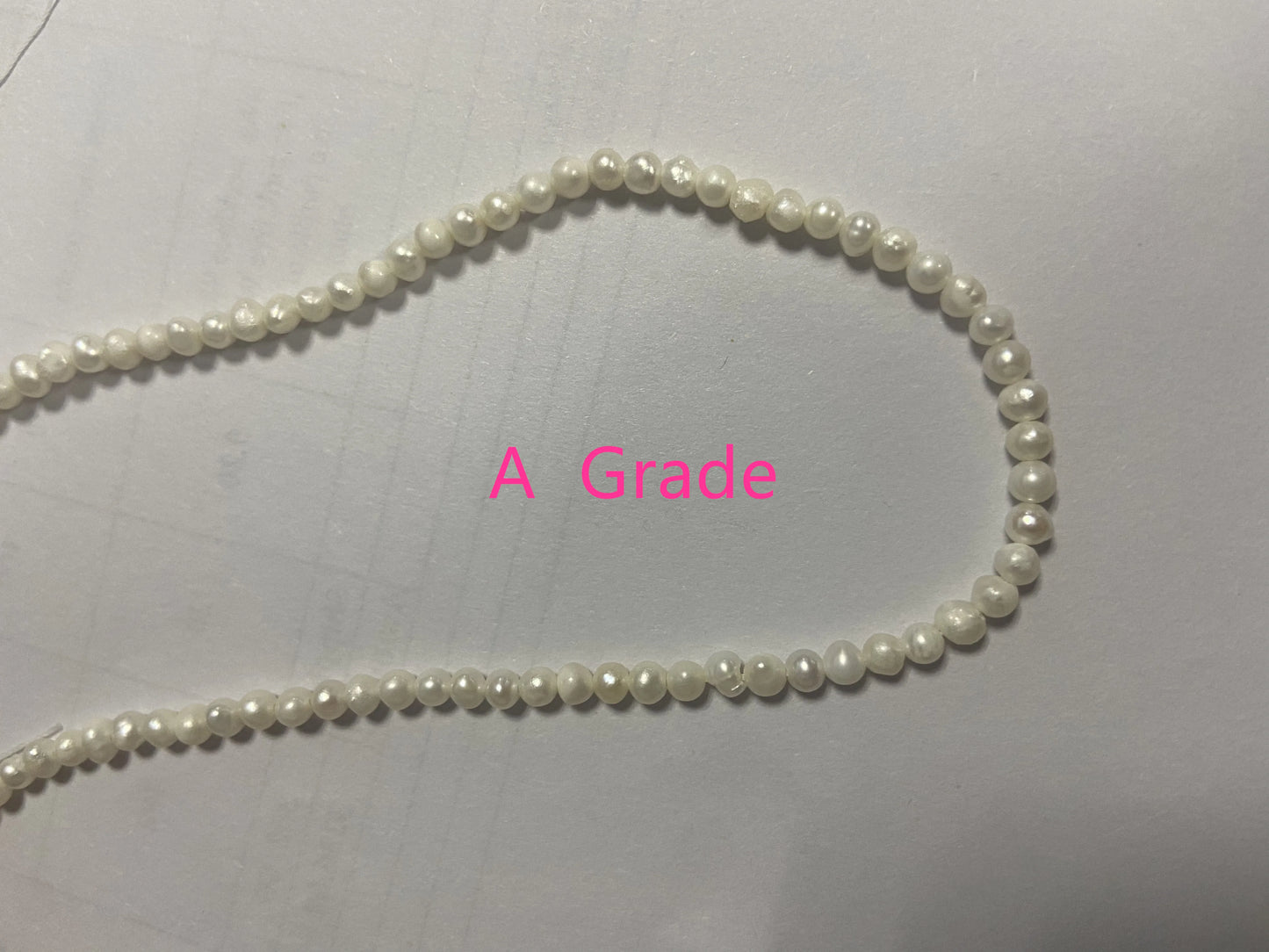 White Small Loose Freshwater Near Round Baroque Pearl Beads, AAA, 3-3.5mm, 1 Strand