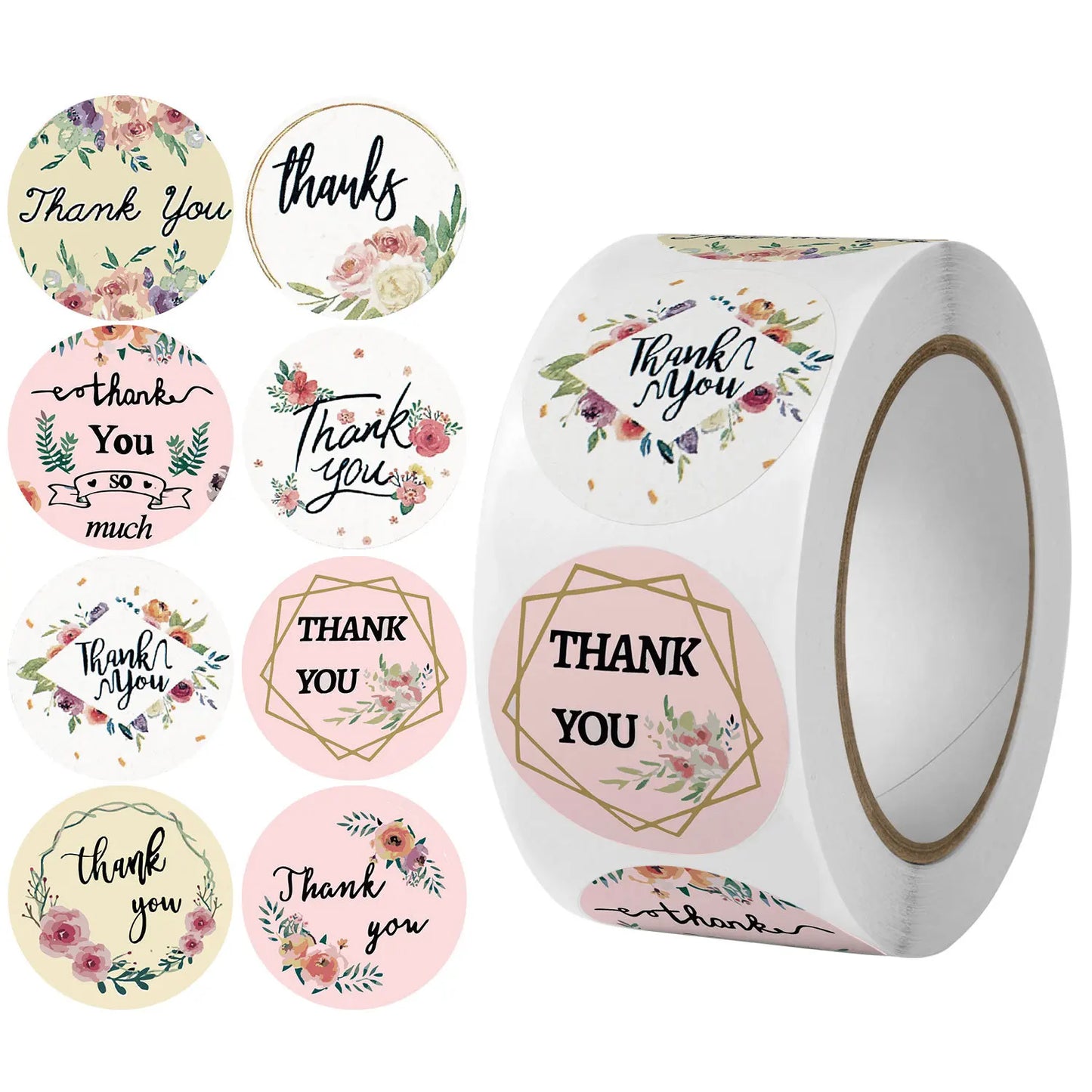 Thank You Stickers Self-Adhesive Labels 500pcs,  25mm, over 25 Designs