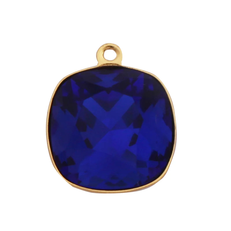 All Seeing Glass Bezel Pendants, 18k Gold Plated CZ Micro Pave