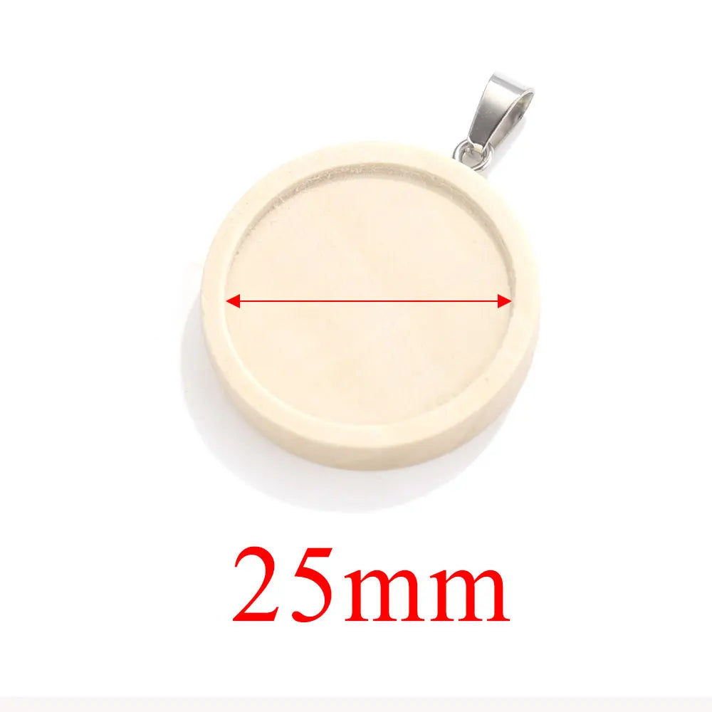 Wood Round Cabochon Base, Blank Settings, 20-25-30mm, 10pcs