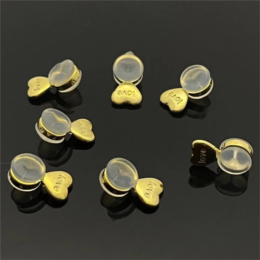 Heart Love Silicone Earring Lifters, Adjustable Replacement for Studs, Hypoallergenic, 10Pcs