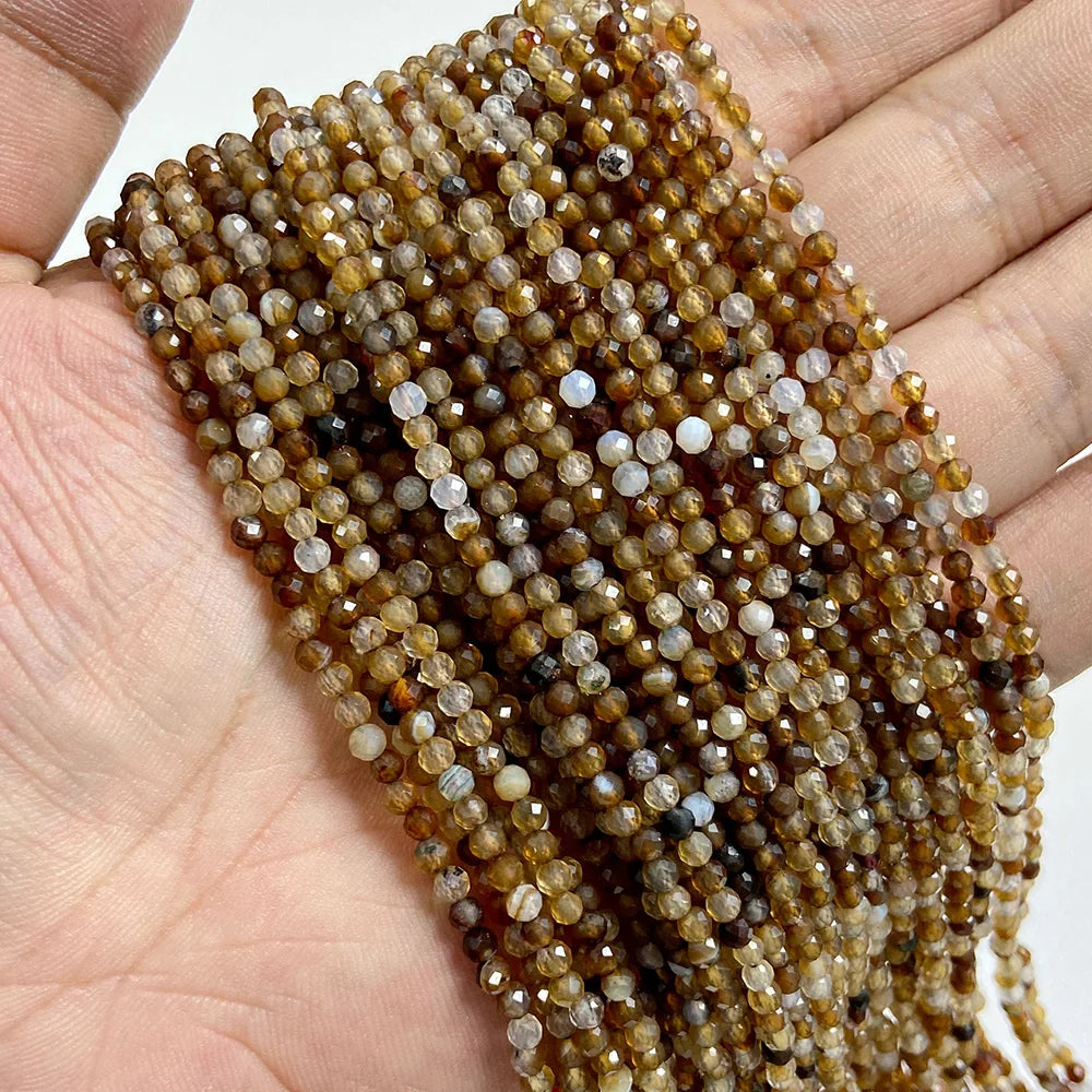 Natural Gemstone Beads in Yellow + Orange,  2 3 4 MM, 15"