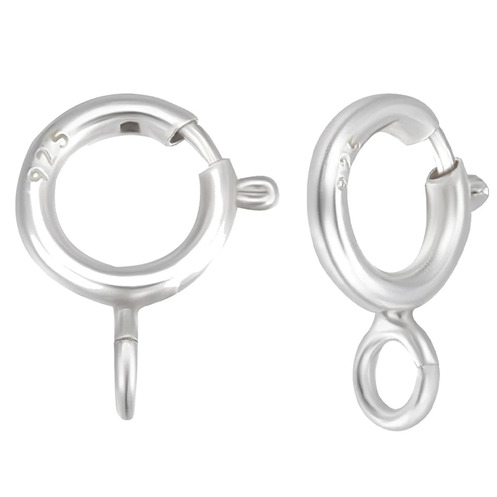 925 Sterling Silver Spring Ring Clasp With Open Jump Ring, Hypoallergenic, 2/5pcs