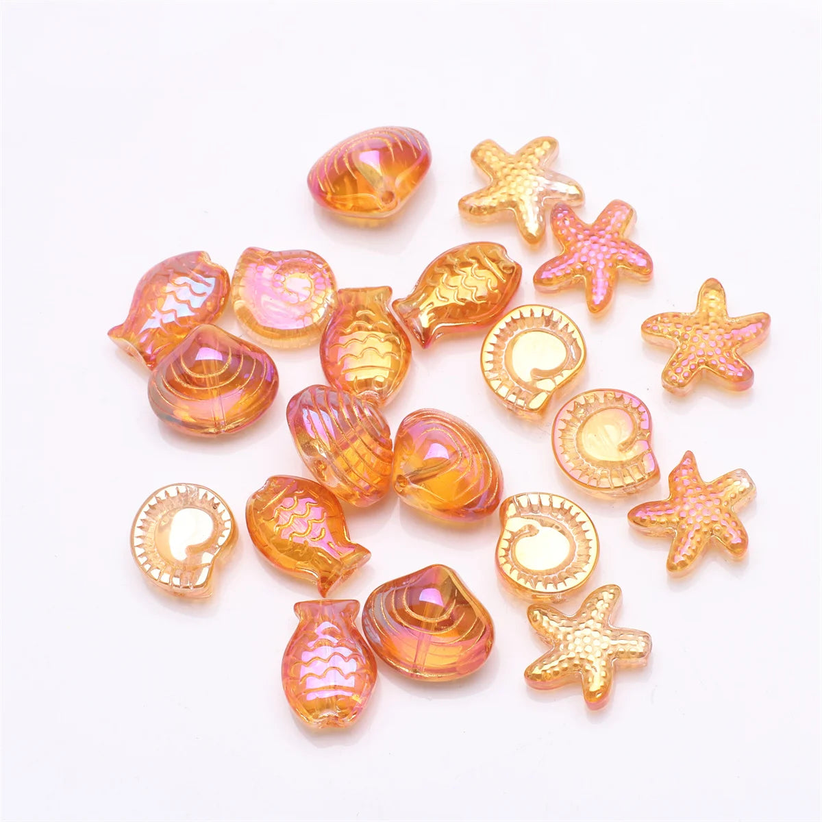 All Aboard Ocean Charm Collection, 20 Pcs Mixed Shapes Starfish /Snail /Shell/ Small Fish