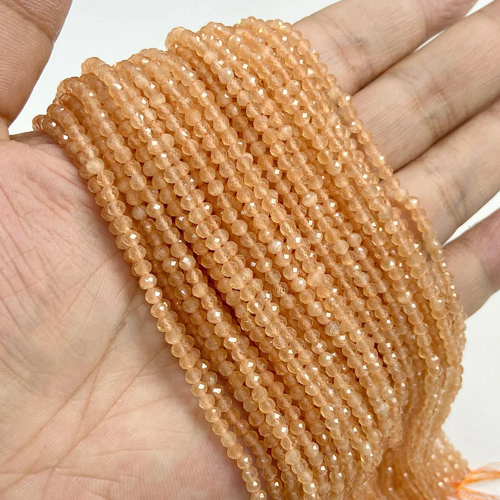 Natural Gemstone Beads in Yellow + Orange,  2 3 4 MM, 15"