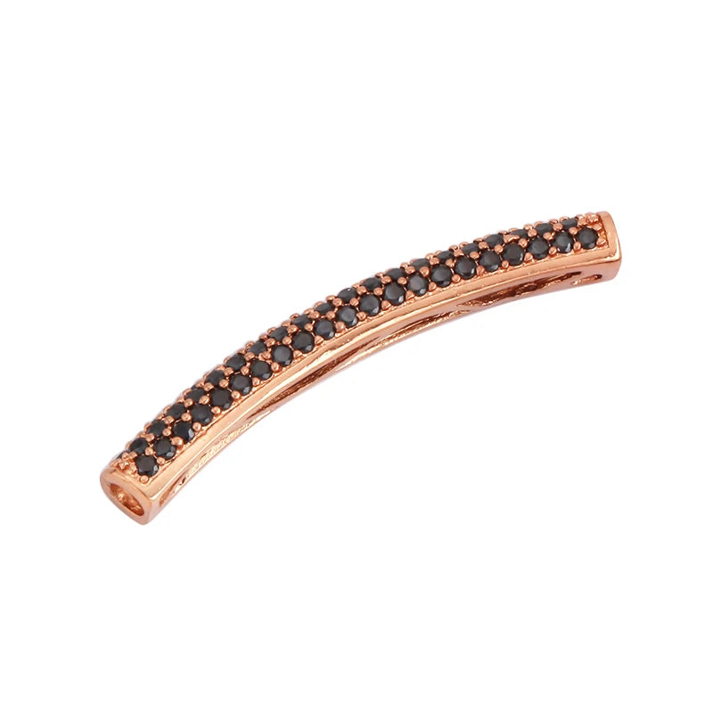 Micro Pave CZ Curved Tube Beads