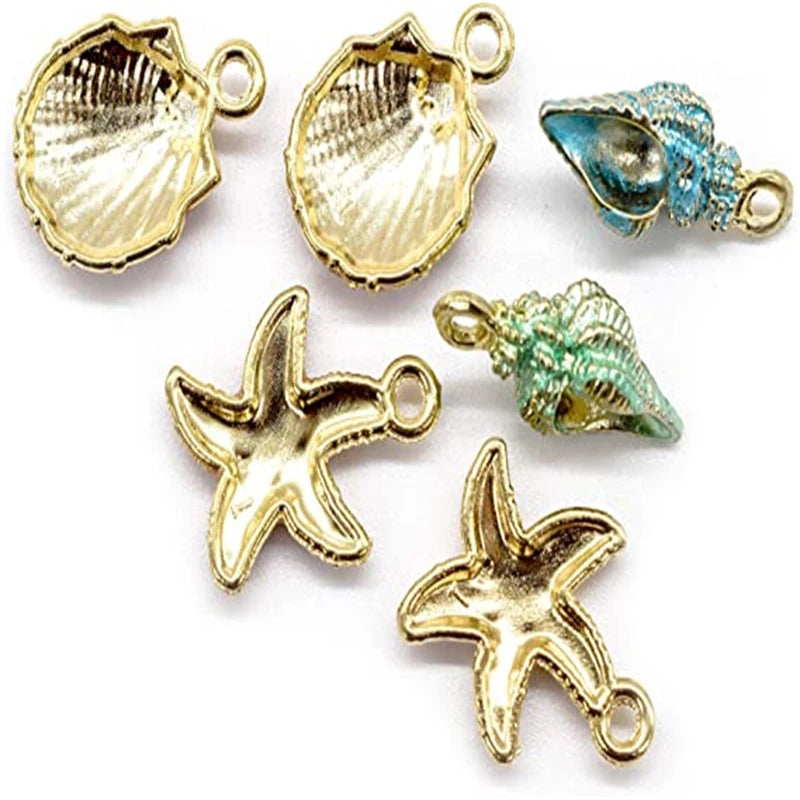 Seaside Seashell & Starfish Charms 10pcs