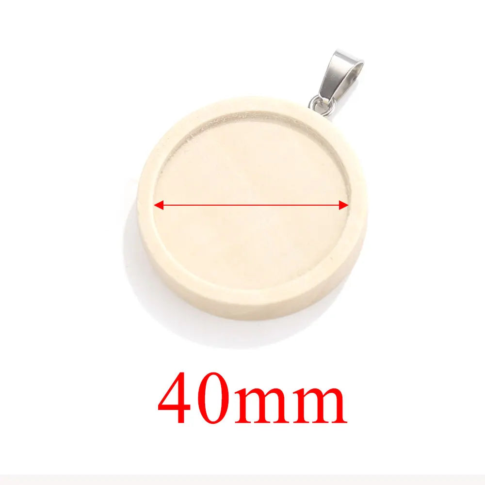 Wood Round Cabochon Base, Blank Settings, 20-25-30mm, 10pcs