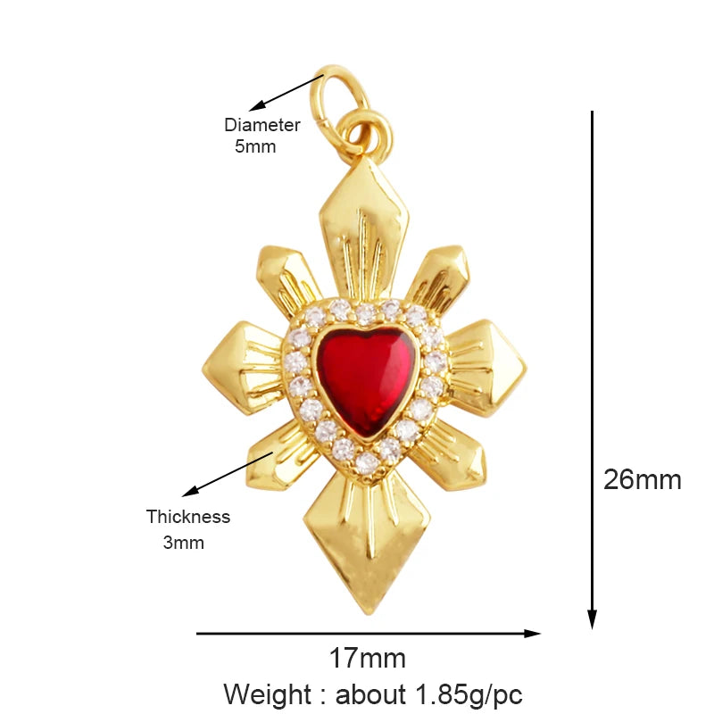 Sacred Red Heart Charm Collection, 18K Gold Plated