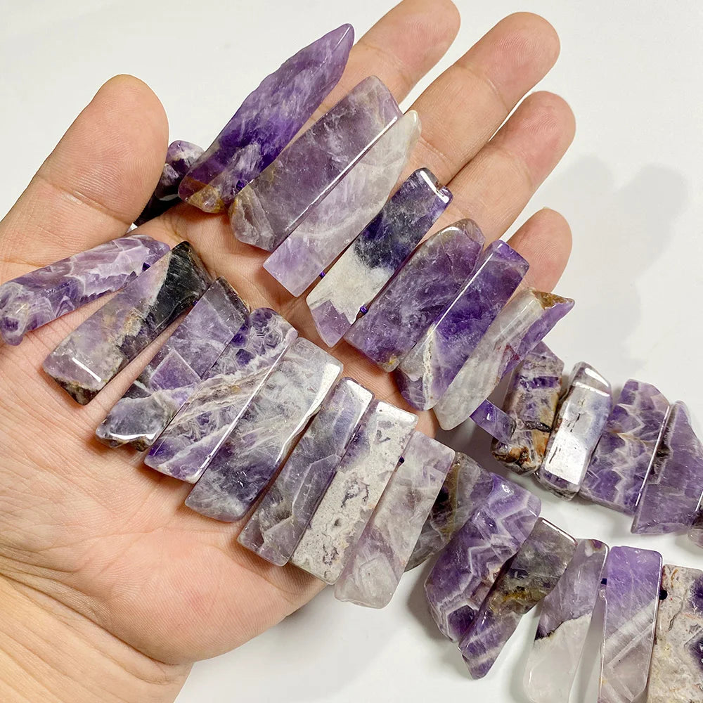 Irregular Natural Purple Dream Amethyst Beads, Top Drilled, Flat, 25mm