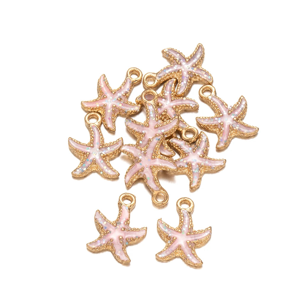 Seaside Seashell & Starfish Charms 10pcs