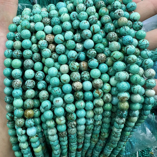 Natural Turquoise Round Beads 6mm 8mm 10mm, 5 Strands 15.5 inches