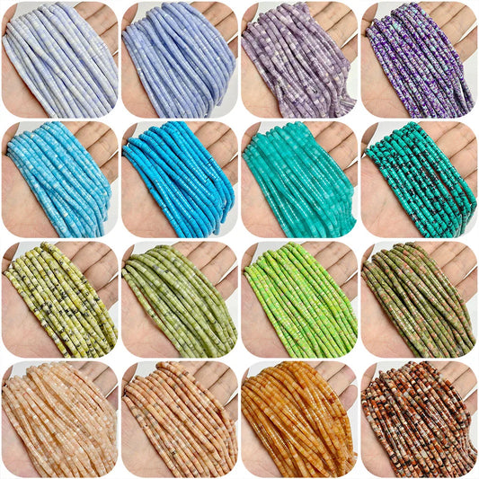 Rondelle Natural Spacer Beads, Flat Round Loose Gemstone Beads, 2x4mm, Turquoise, Jasper, Jade, Agate, Aquamarine, Chalcedony