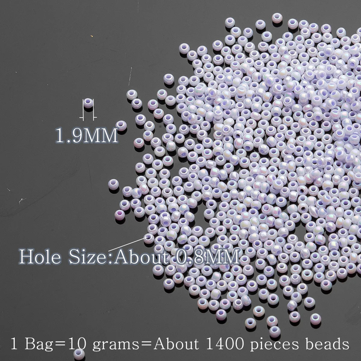 Pastel Glass Seed Beads 1 Bag 10 Grams 1400 Pieces 1.9MM, 14 color options