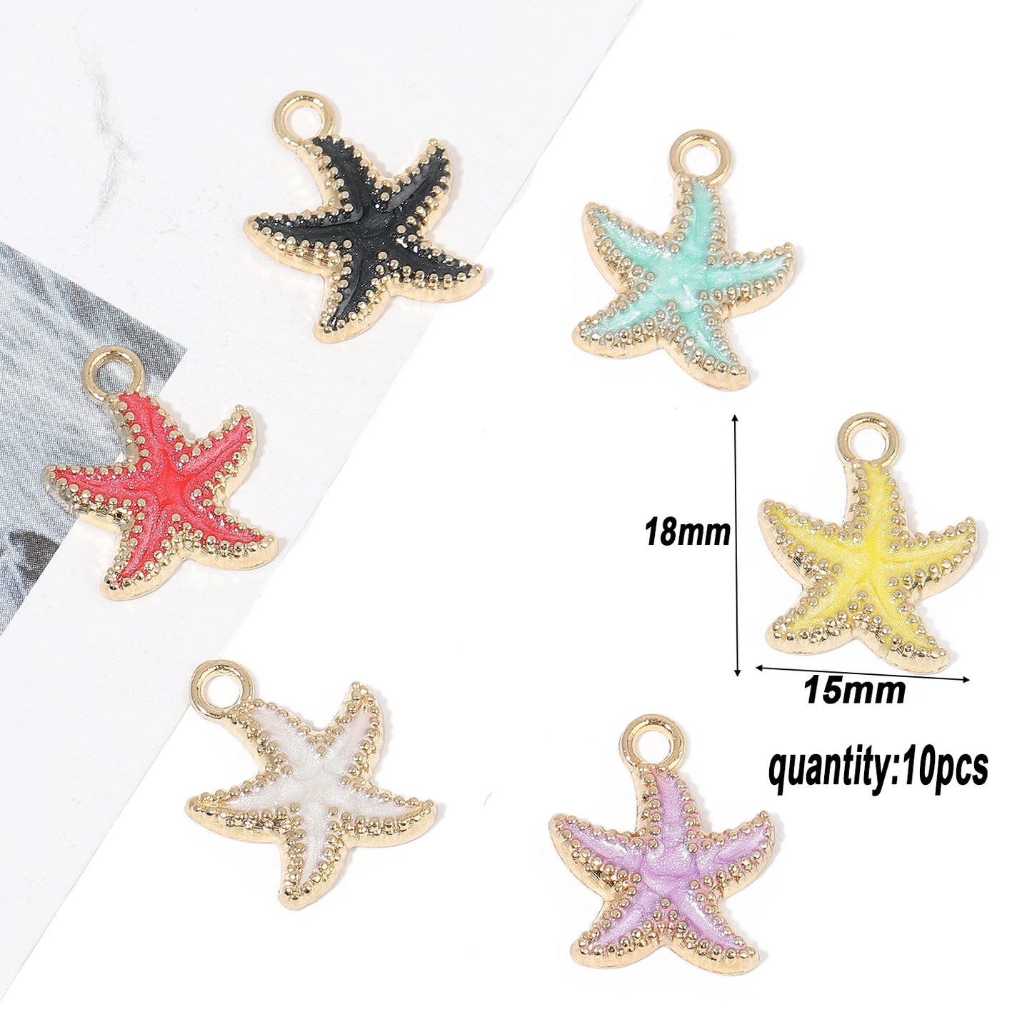 Wonders of The Sea Charm Collection, 10pc,  Pearl Shell, Starfish, Flower, Whale