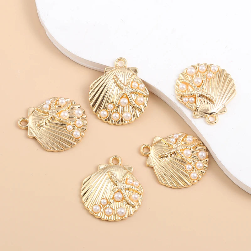 Pearl Shell Enamel Charms 10pcs