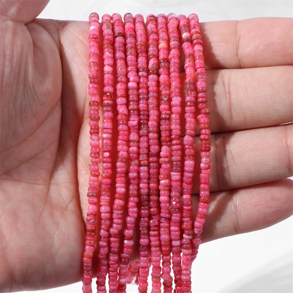 Natural Freshwater Shell Beads, 3-4mm,  Dyed Multicolors, Flat Irregular Boho Style Loose Spacers