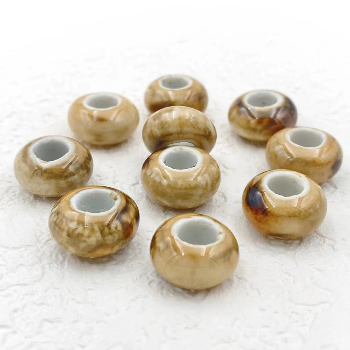 Big Hole Ceramic Spacer Beads, 10PCS