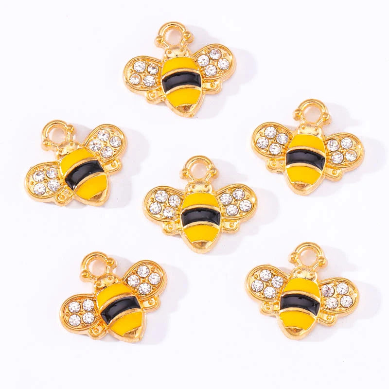 Enamel Bee Pendant Charms, 10Pcs 22*17mm