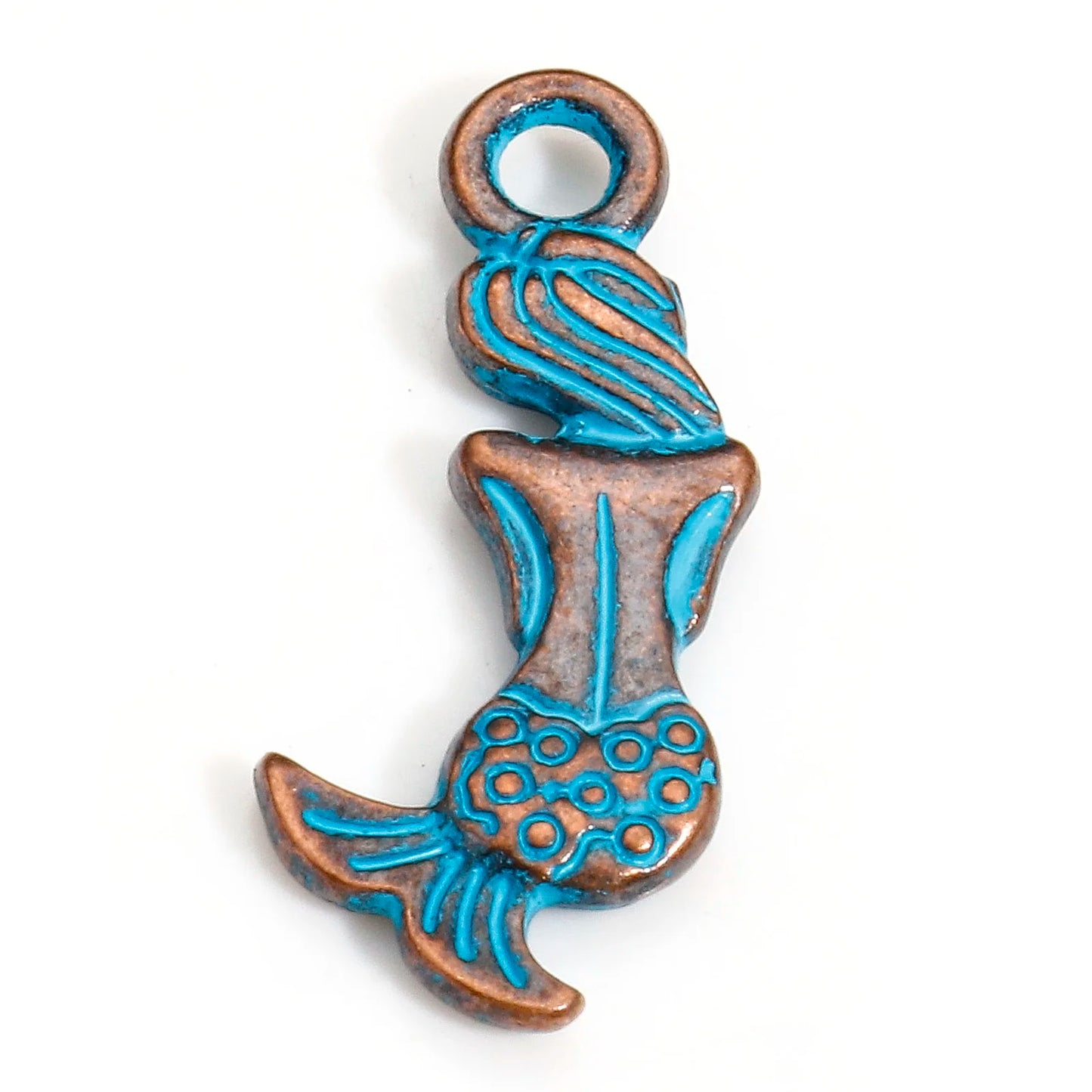 Bohemian Ocean Jewelry Charms  in Antique Copper Blue Patina 20pcs