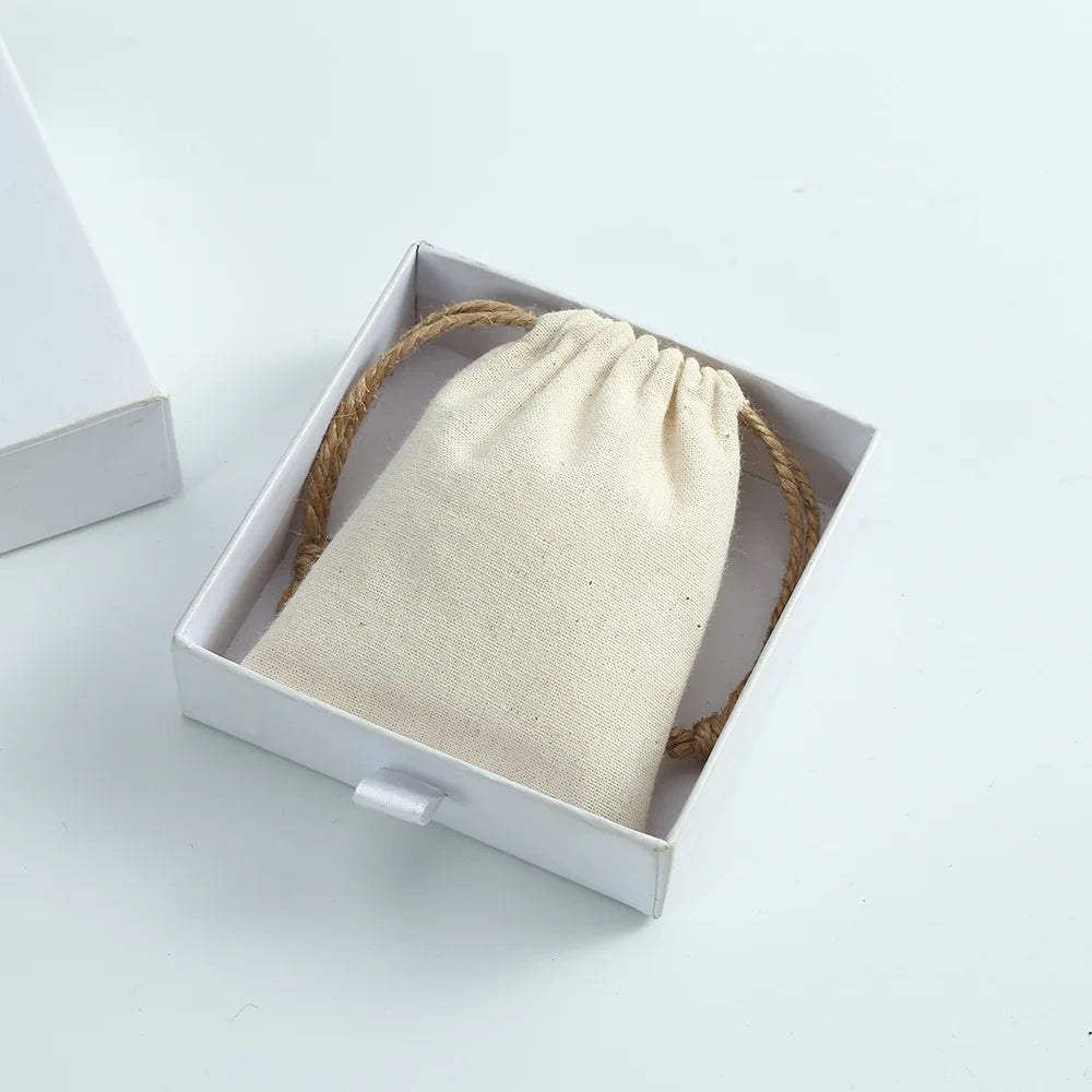 Jewelry Packaging Drawstring Pouches, Cotton/Burlap/Jute blend 10pcs