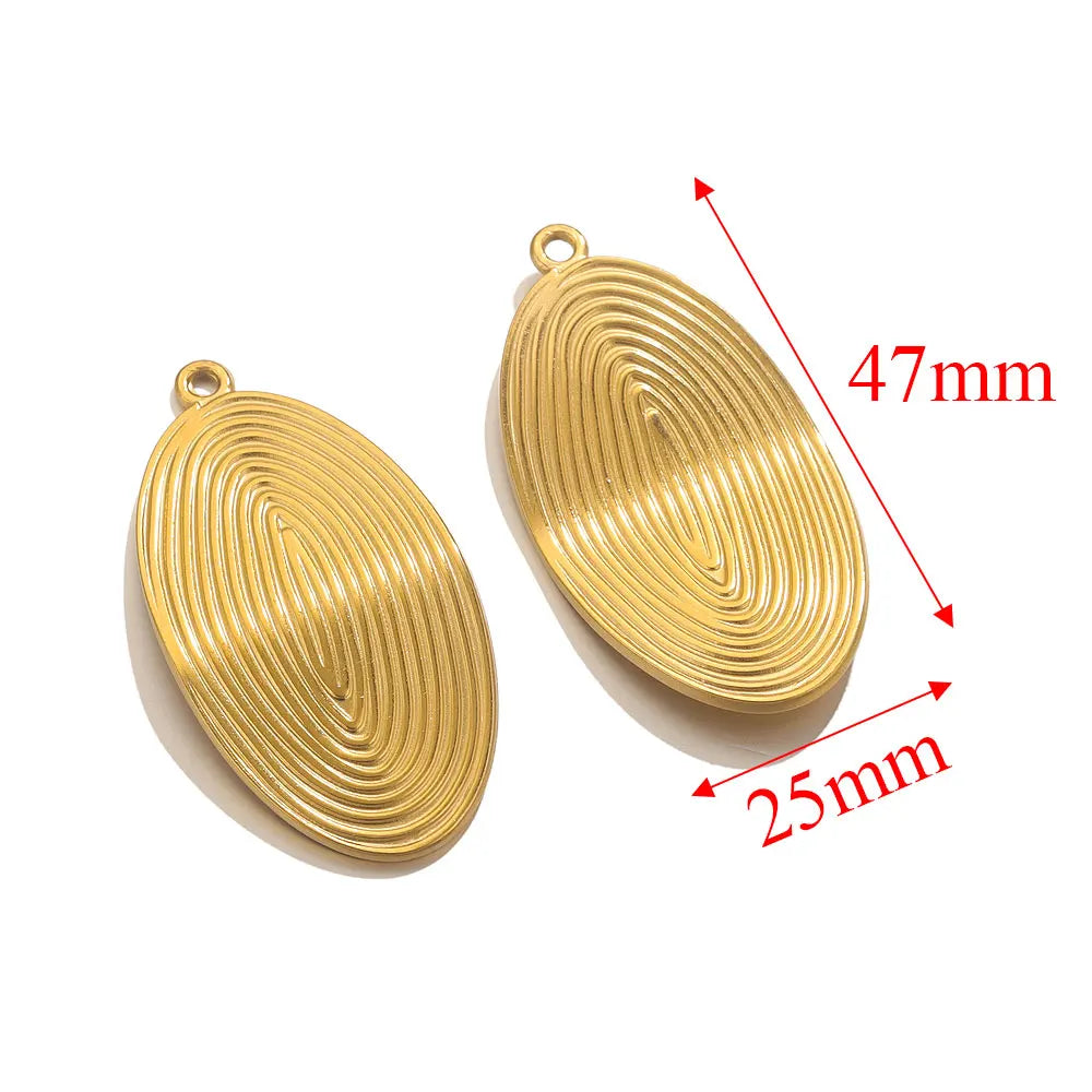 Gold-plated Stainless Steel Oval Square Rhombus Charms, 4pcs