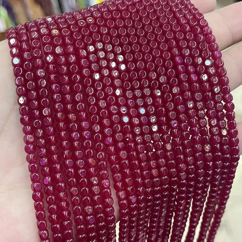 5A Ruby 2/3mm square loose gemstone beads 38cm