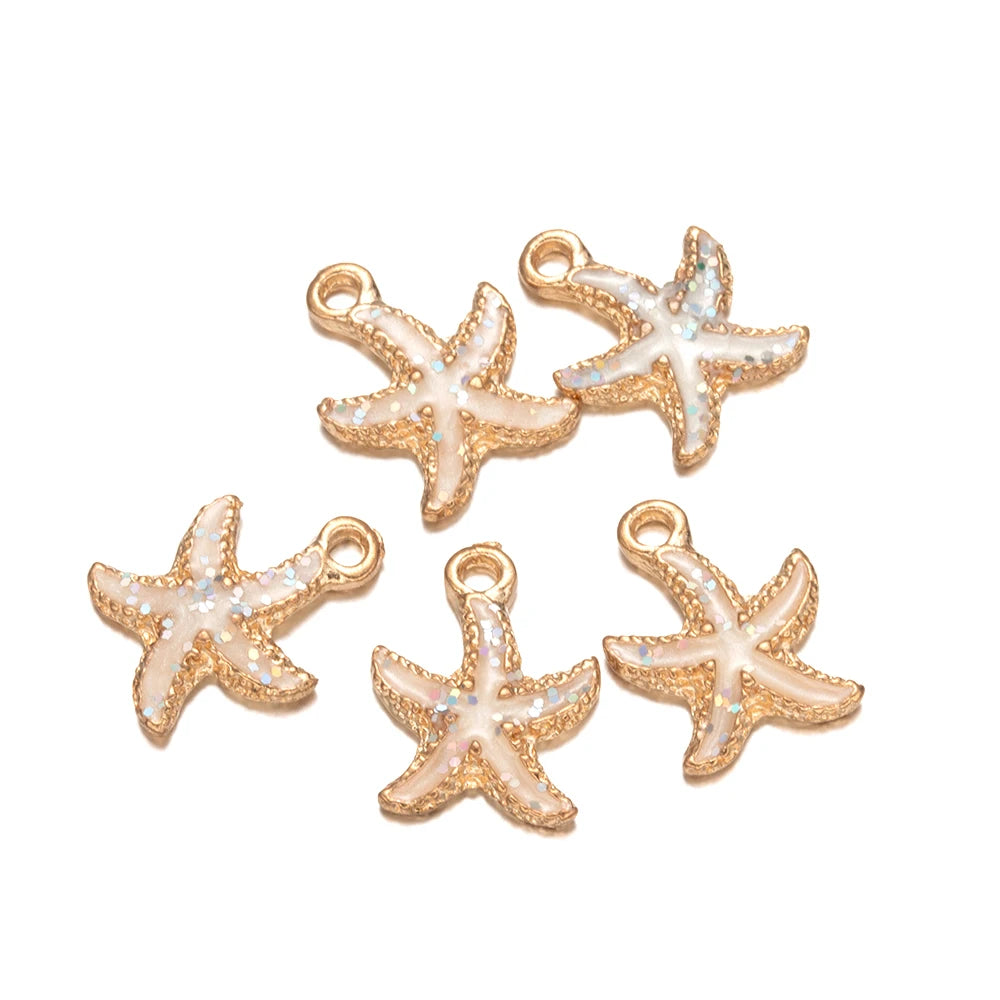 Seaside Seashell & Starfish Charms 10pcs