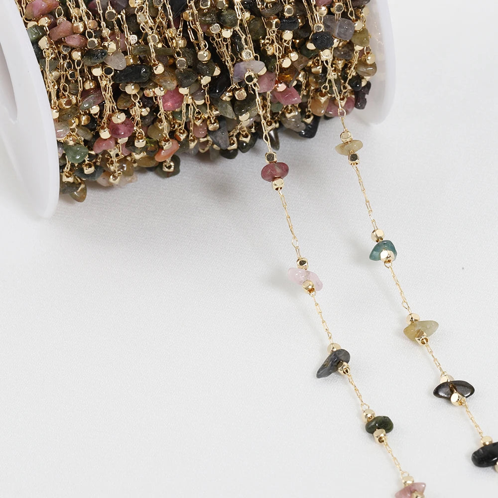 Irregular Semi-precious Gemstone and Crystal Chain, 1 meter