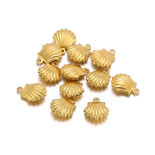 Sea Shell Hollow Charms 20Pcs, Stainless Steel