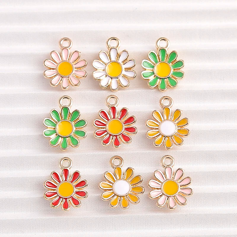 Happy Cactus and Flowers Colorful Enamel Charms, 10pcs