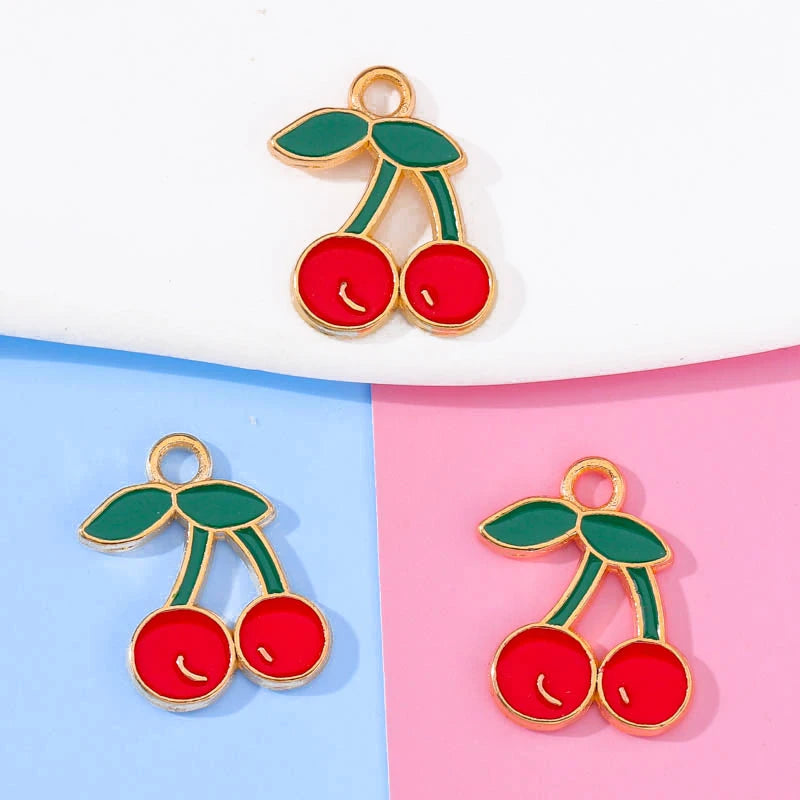 Enamel Strawberry & Friends Resin Charms 10Pcs