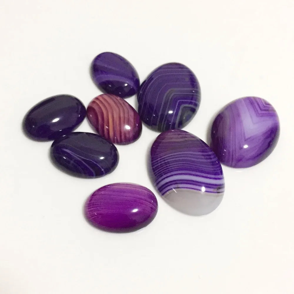 Purple Lace Agate Oval Cabochons, 13x18/18x25mm