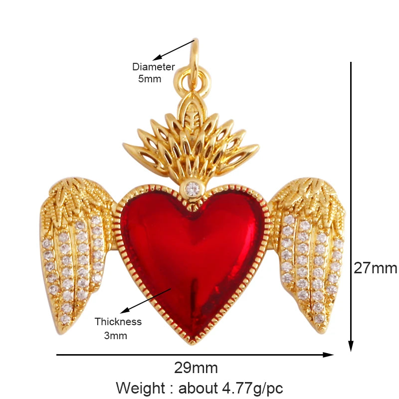 Sacred Red Heart Charm Collection, 18K Gold Plated