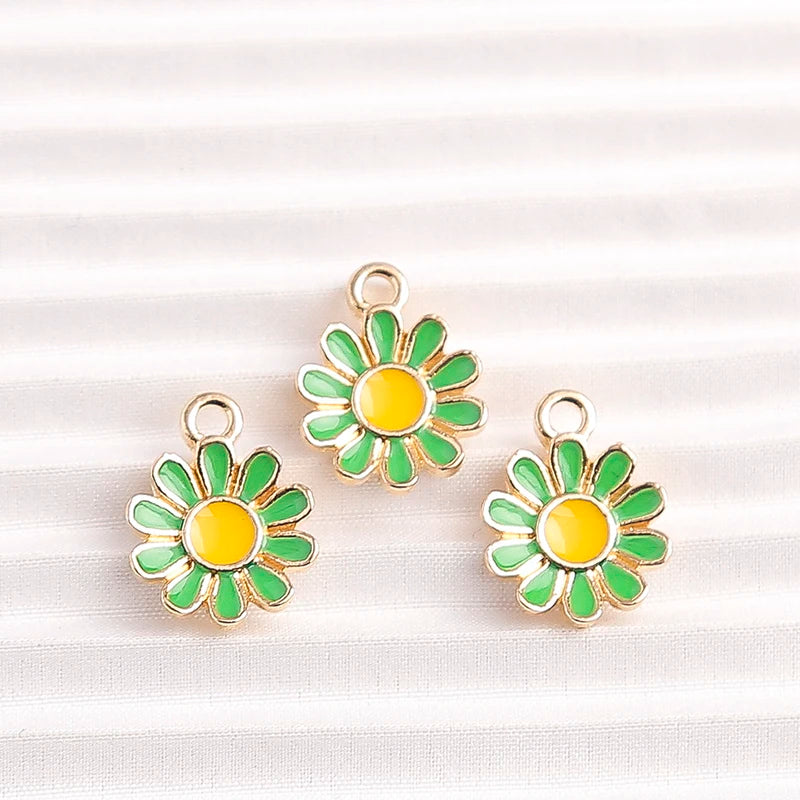 Happy Cactus and Flowers Colorful Enamel Charms, 10pcs