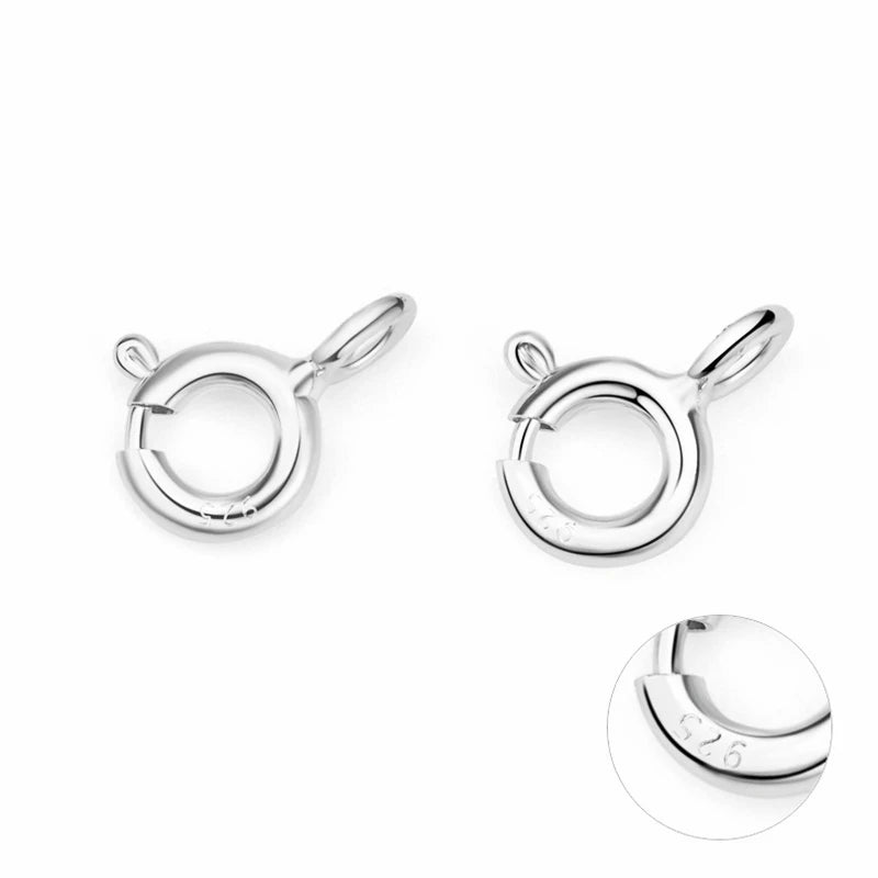 925 Sterling Silver Spring Ring Clasp With Open Jump Ring, Hypoallergenic, 2/5pcs